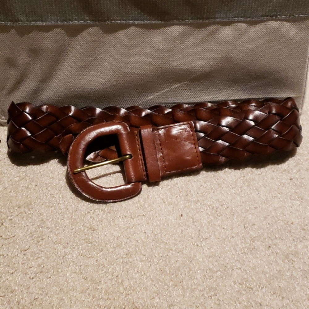 Brown Braided Leather Belt